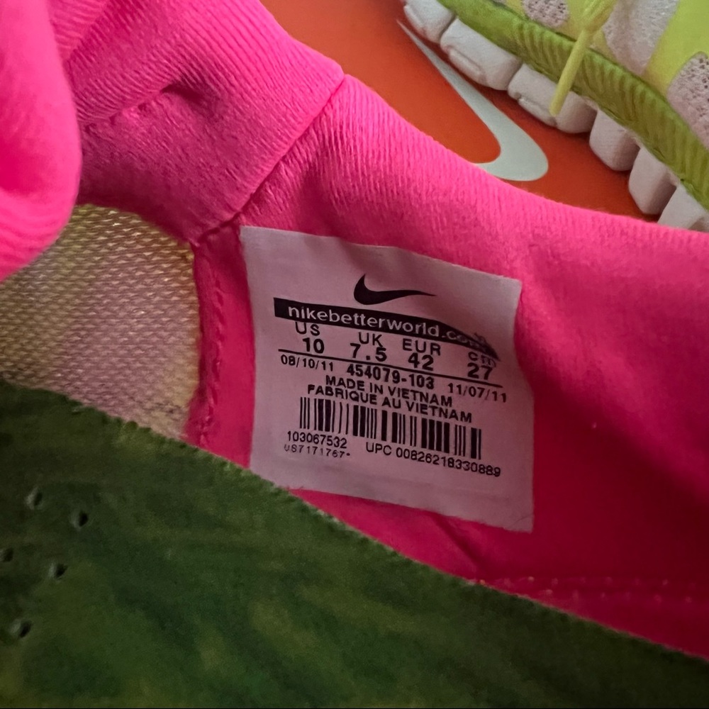 Nike Free 3.0 V3 Volt Yellow Neon Pink Athletic Shoes Sneakers - Picture 9 of 9